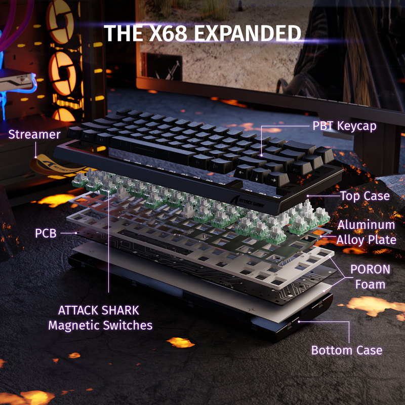 ATTACK SHARK X68 HE Rapid Trigger Keyboard Magnetic Switch (Black)