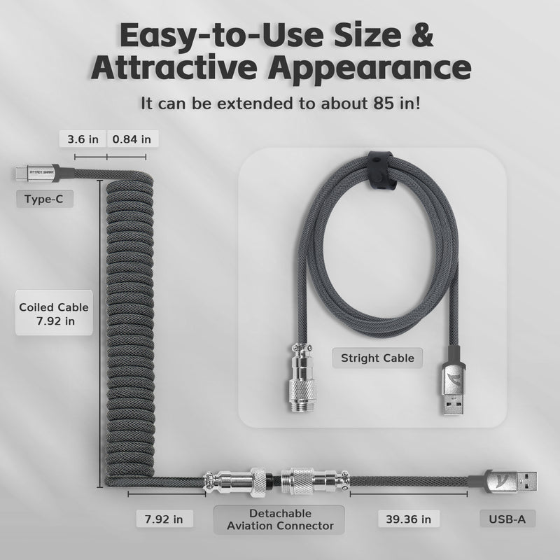 Attack Shark C01 PRO Coiled USB-C Cable Black