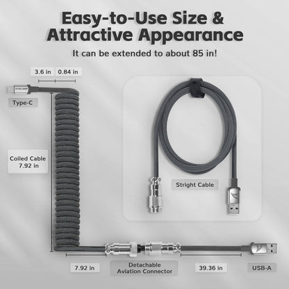 Attack Shark C01 PRO Coiled USB-C Cable Black