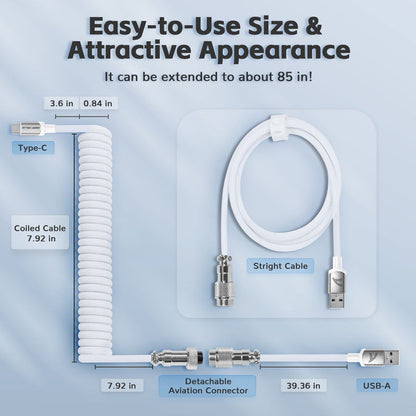 Attack Shark C01 PRO Coiled USB-C Cable White