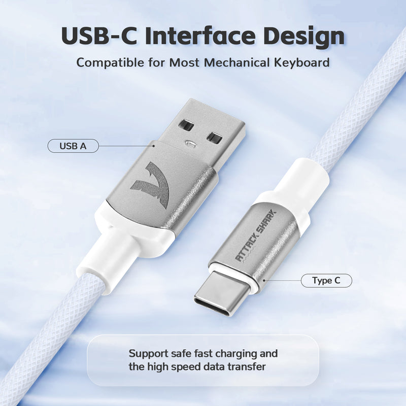 Attack Shark C01 PRO Coiled USB-C Cable White