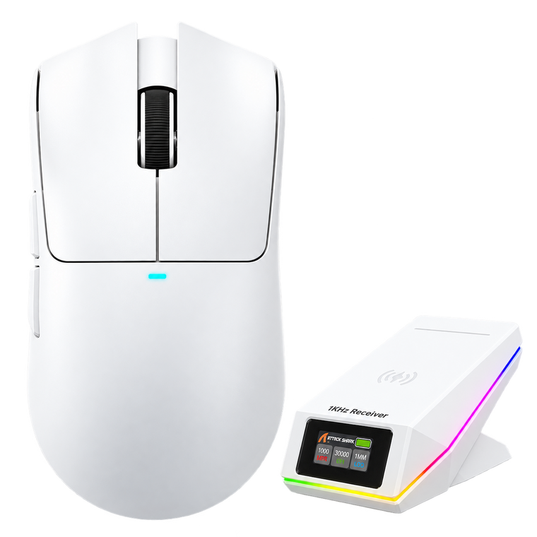 ATTACK SHARK X11 PRO V2 Wireless Gaming Mouse with TFT Charging Dock - White