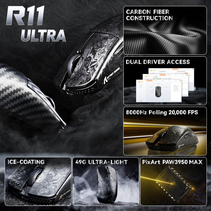 Attack Shark R11 Ultra 8K Carbon Fiber