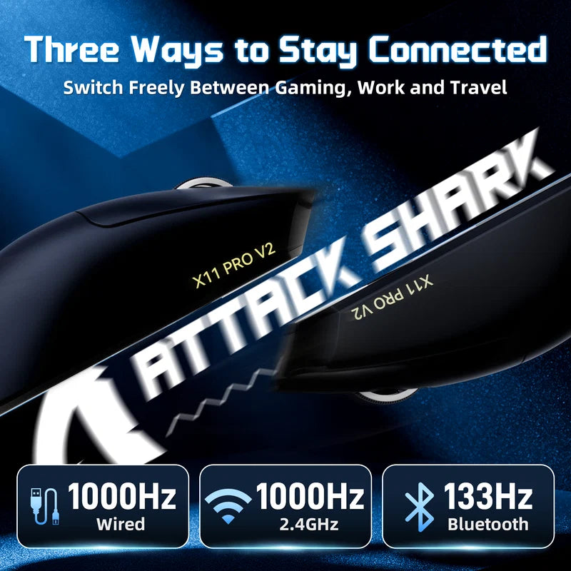 ATTACK SHARK X11 PRO V2 Wireless Gaming Mouse with TFT Charging Dock - Black