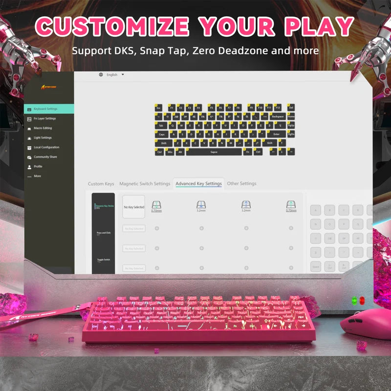 ATTACK SHARK R82 HE Magnetic Keyboard - Rose Red