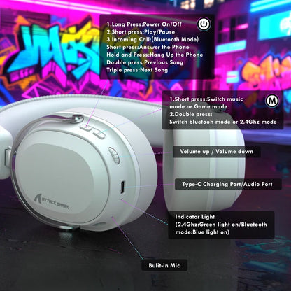 ATTACK SHARK L30 PRO Wireless Gaming Headset - White